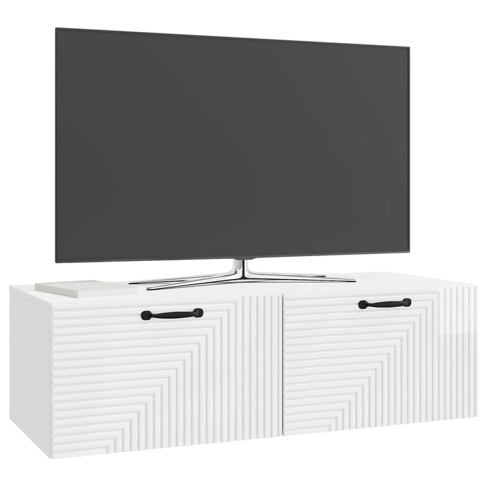 Oglindă TV montată pe perete Alb foarte lucios 98 x 41 x 30 cm - WALTI WALTI