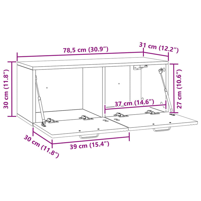 Oglindă TV montată pe perete Gri Beton 78,5 x 31 x 30 cm - WALTI WALTI