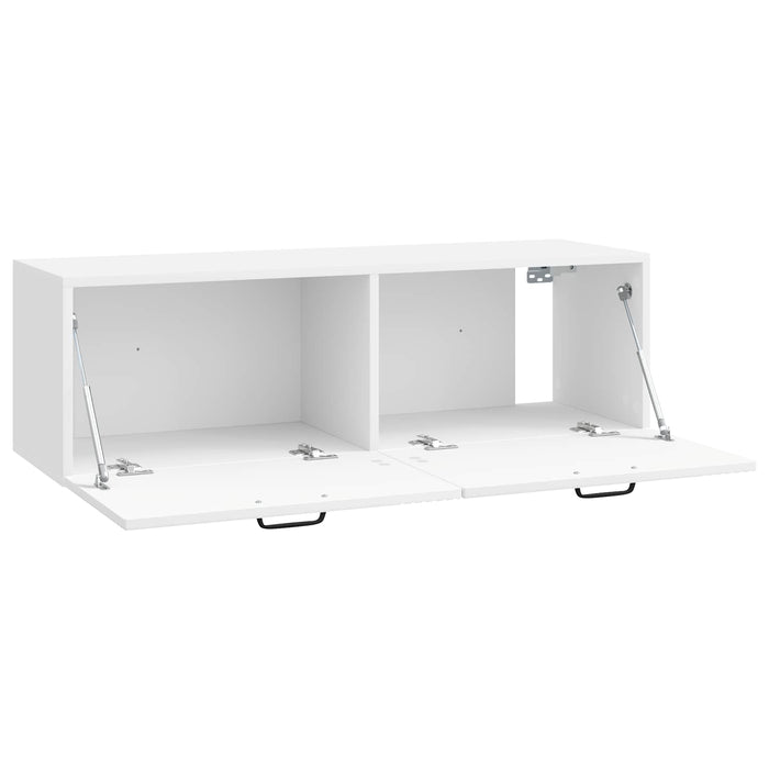 Oglindă TV montată pe perete Alb foarte lucios 98 x 31 x 30 cm - WALTI WALTI