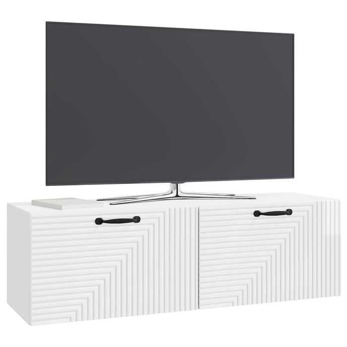Oglindă TV montată pe perete Alb foarte lucios 98 x 31 x 30 cm - WALTI WALTI