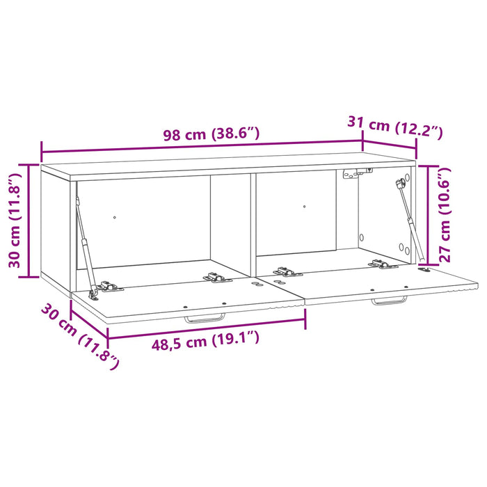 Oglindă TV montată pe perete Stejar Artizanal 98 x 31 x 30 cm - WALTI WALTI