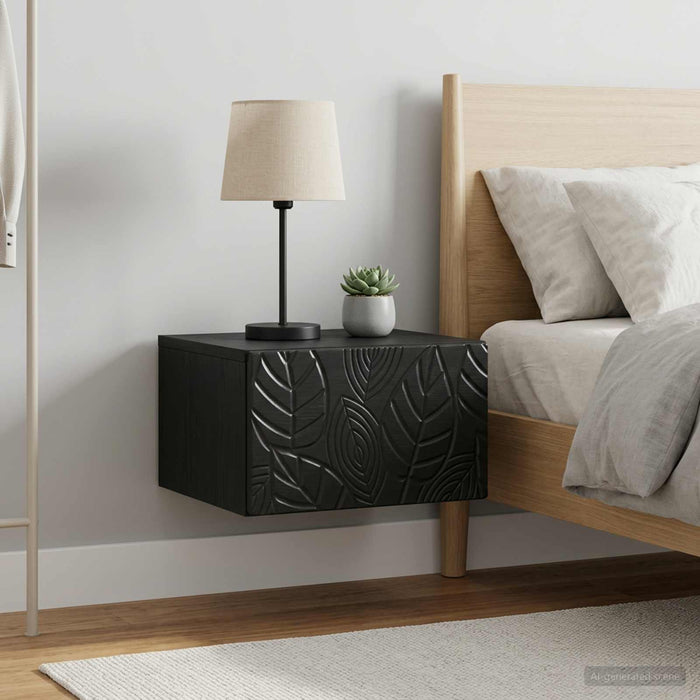 Dulap de noapte suspendat 2 pcs Negru 49 x 34,5 x 20 cm - WALTI WALTI