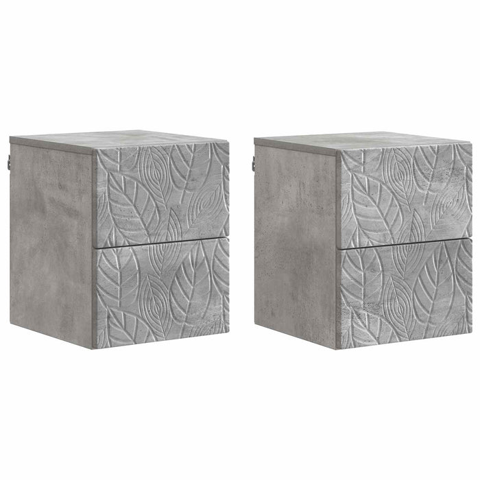 Dulap de noapte suspendat 2 pcs Gri Beton 34,5 x 33 x 40 cm - WALTI WALTI