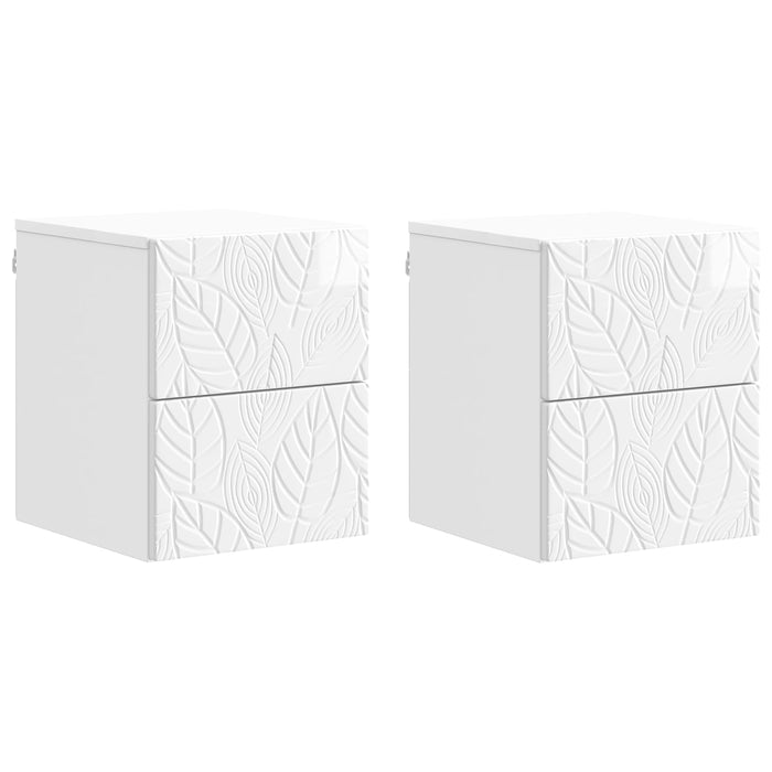Dulap de noapte suspendat 2 pcs Alb foarte lucios - WALTI WALTI