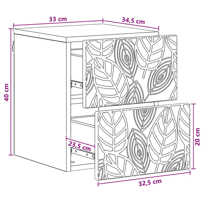 Dulap de noapte suspendat Lemn vechi 34,5 x 33 x 40 cm - WALTI WALTI