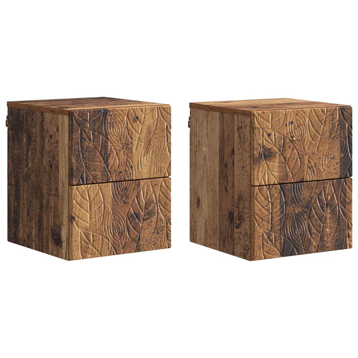 Dulap de noapte suspendat 2 pcs Lemn vechi 34,5 x 33 x 40 cm - WALTI WALTI