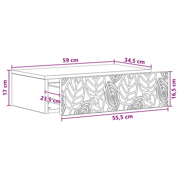 Masă laterală montată pe perete Sonoma gri 59 x 34,5 x 17 cm WALTI