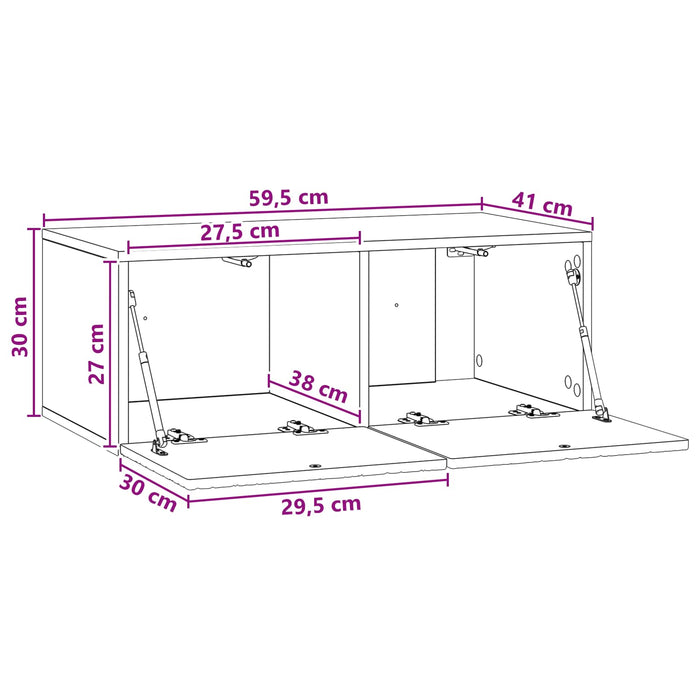 Oglindă TV montată pe perete 59,5 x 41 x 30 cm Lemn vechi - WALTI WALTI