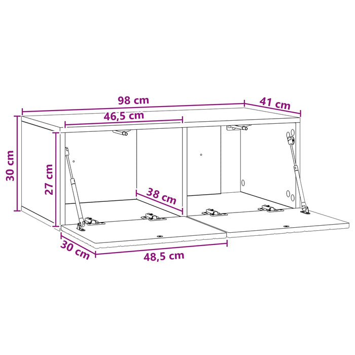 Oglindă TV montată pe perete 98 x 41 x 30 cm Gri Beton - WALTI WALTI