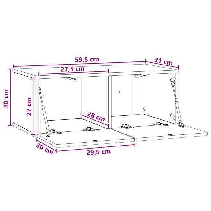 Oglindă TV montată pe perete 59,5 x 31 cm Stejar fumuriu - WALTI WALTI