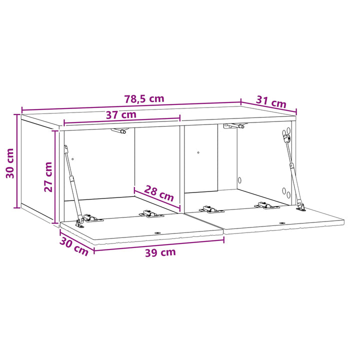 Oglindă TV montată pe perete 78,5 x 31 cm Alb Lemn prelucrat - WALTI WALTI