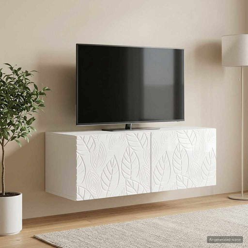 Oglindă TV montată pe perete 78,5 x 31 cm Alb foarte lucios - WALTI WALTI