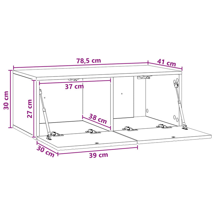 Oglindă TV montată pe perete 78,5 x 31 cm Lemn vechi - WALTI WALTI