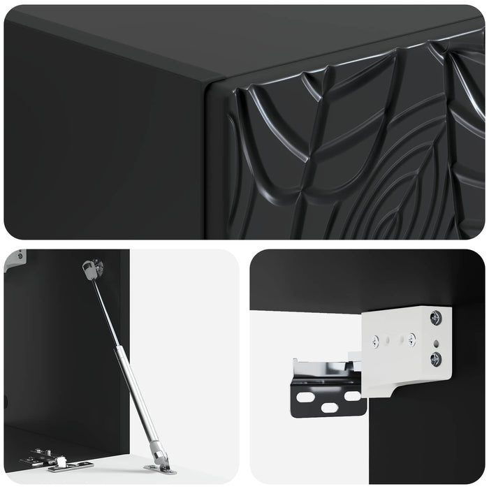 Oglindă TV montată pe perete 98 x 31 cm Negru Lemn prelucrat - WALTI WALTI