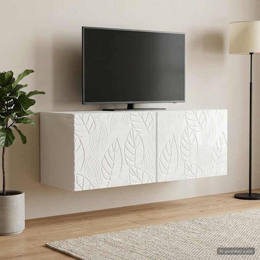 Oglindă TV montată pe perete 98 x 31 cm Alb foarte lucios - WALTI WALTI