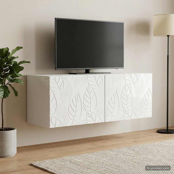 Oglindă TV montată pe perete 98 x 31 cm Alb foarte lucios - WALTI WALTI