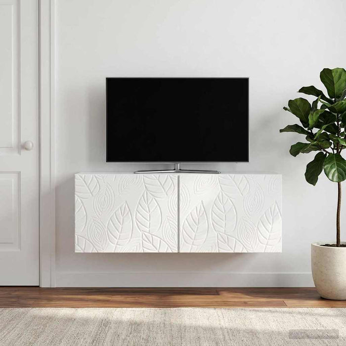 Oglindă TV montată pe perete 98 x 31 cm Alb foarte lucios - WALTI WALTI