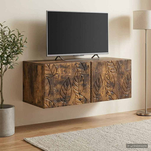 Oglindă TV montată pe perete 98 x 31 cm Stejar fumuriu - WALTI WALTI