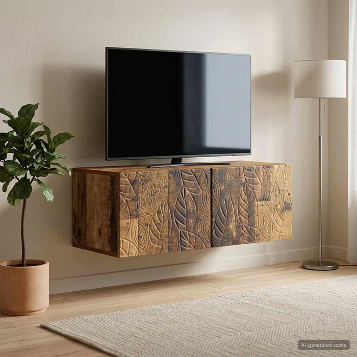 Oglindă TV montată pe perete 98 x 31 cm Lemn vechi - WALTI WALTI