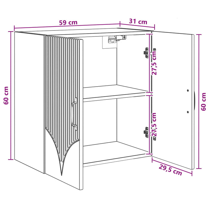 Dulap montat pe perete Stejar fumuriu 59 x 31 x 60 cm WALTI