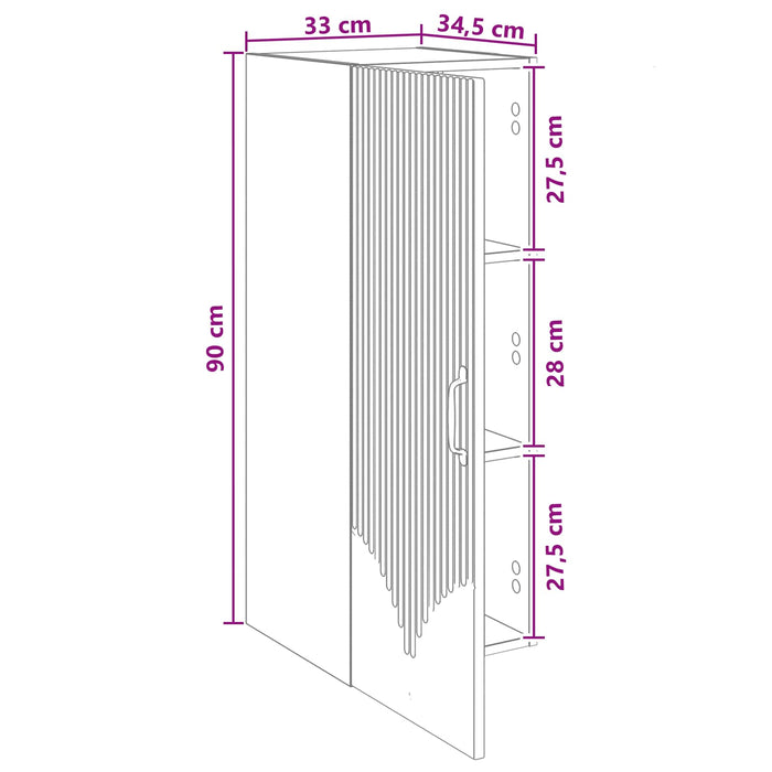 Dulap montat pe perete Alb 33 x 34,5 x 90 cm Lemn prelucrat - WALTI WALTI