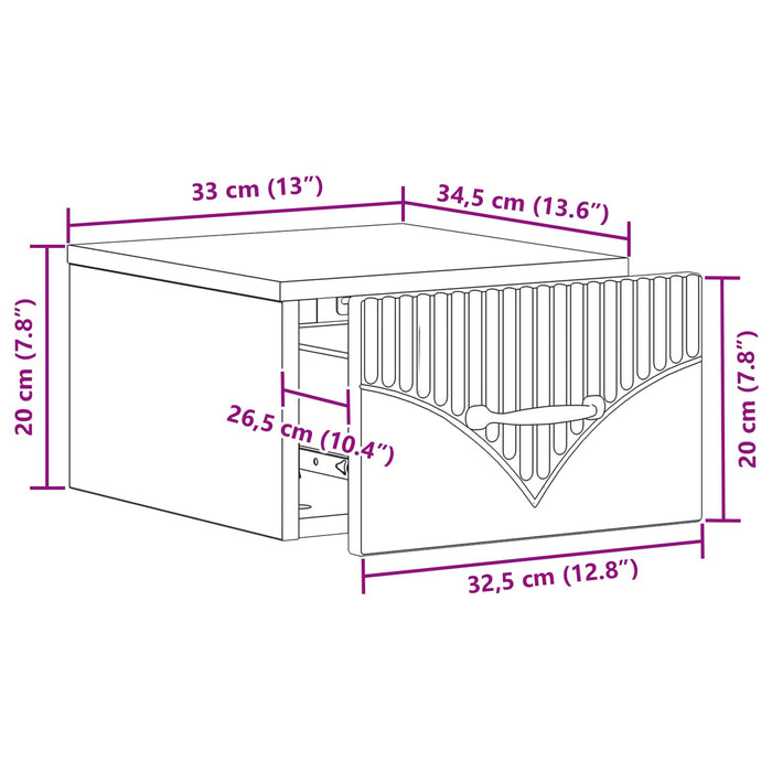 Dulap de noapte suspendat cu sertar Gri Beton 34,5 x 33 x 20 cm - WALTI WALTI