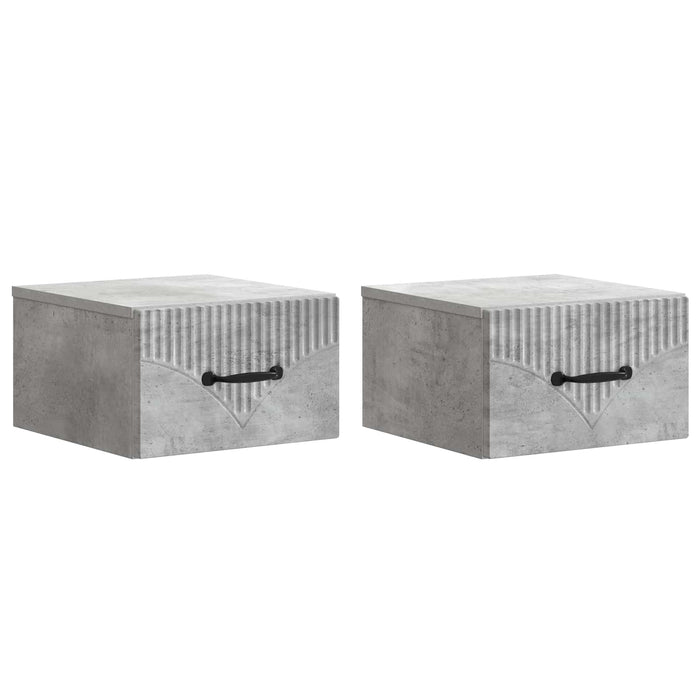 Dulap de noapte suspendat 2 pcs Gri Beton 34,5 x 33 x 20 cm - WALTI WALTI
