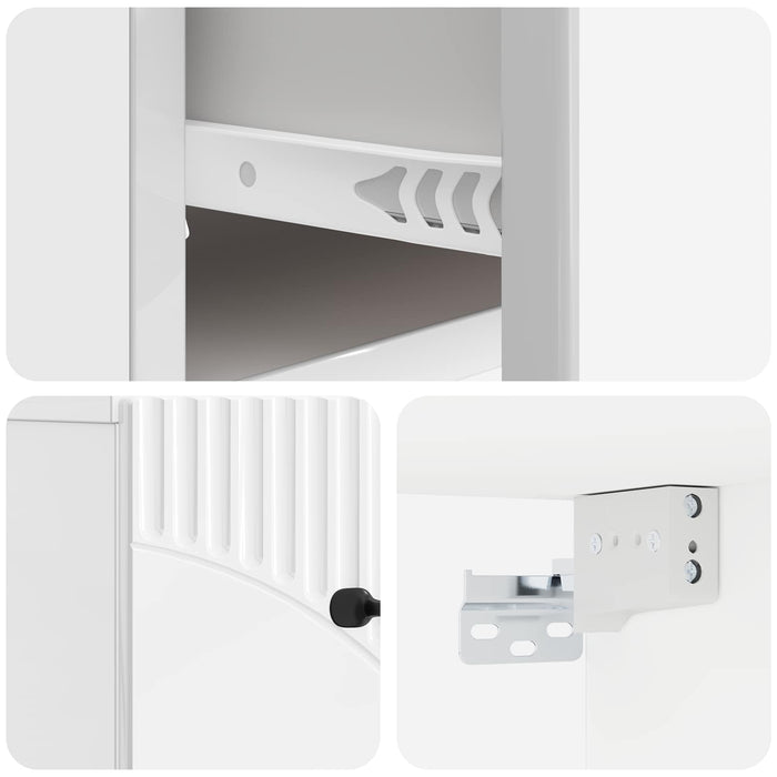 Dulap de noapte suspendat cu sertar 2 pcs Alb foarte lucios - WALTI WALTI