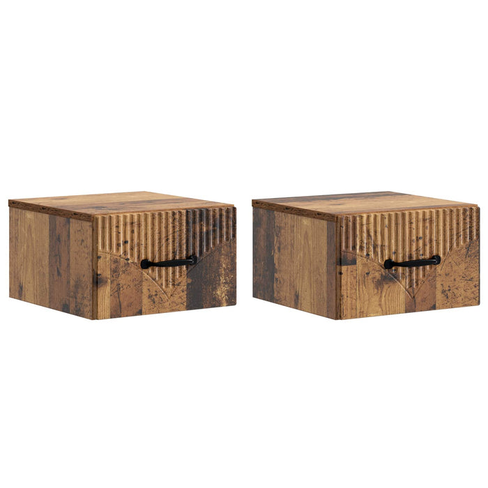 Dulap de noapte suspendat 2 pcs Lemn vechi 34,5 x 33 x 20 cm - WALTI WALTI