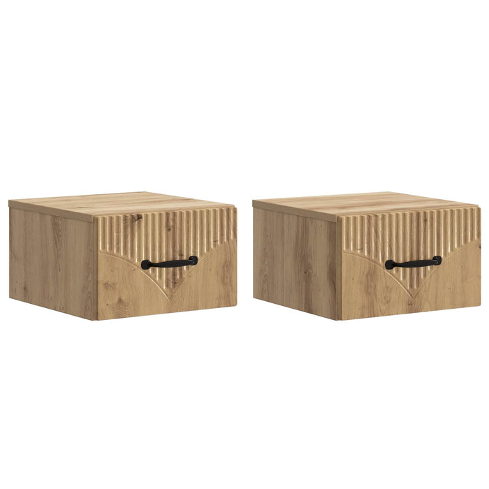 Dulap de noapte suspendat 2 pcs Stejar Artizanal Lemn prelucrat - WALTI WALTI