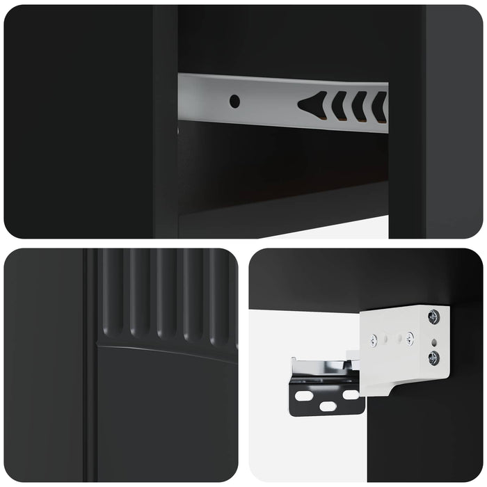 Dulap de noapte suspendat 2 pcs Negru 49 x 34,5 x 20 cm - WALTI WALTI