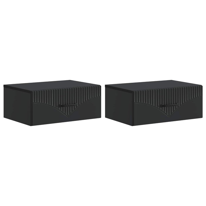 Dulap de noapte suspendat 2 pcs Negru 49 x 34,5 x 20 cm - WALTI WALTI