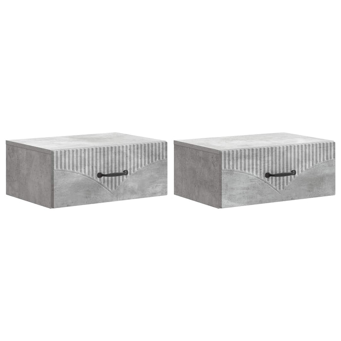 Dulap de noapte suspendat 2 pcs Gri Beton 49 x 34,5 x 20 cm - WALTI WALTI