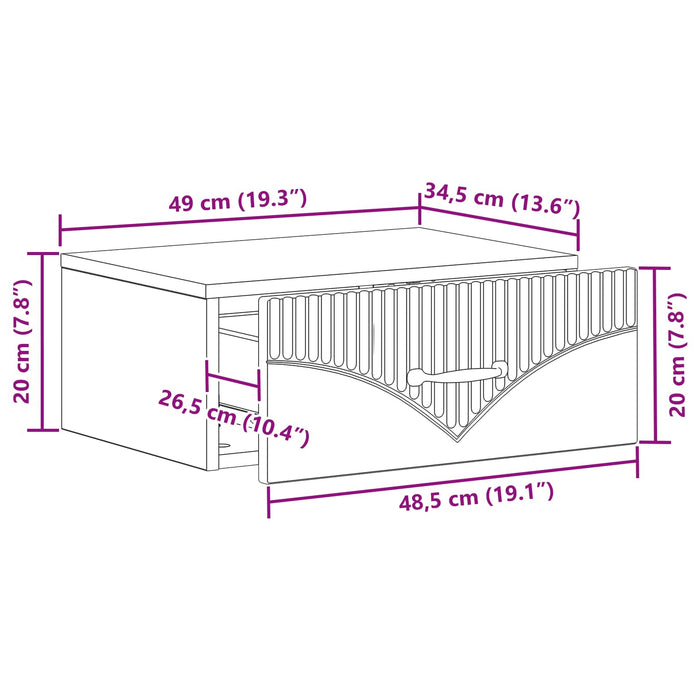 Dulap de noapte suspendat cu sertar 2 pcs Alb foarte lucios - WALTI WALTI
