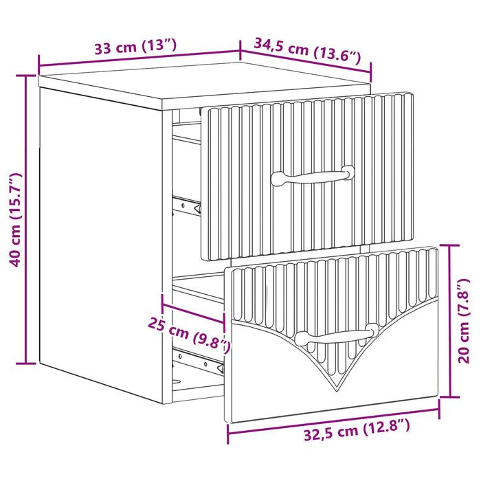 Dulap de noapte suspendat cu sertar Gri Beton 34,5 x 33 x 40 cm - WALTI WALTI