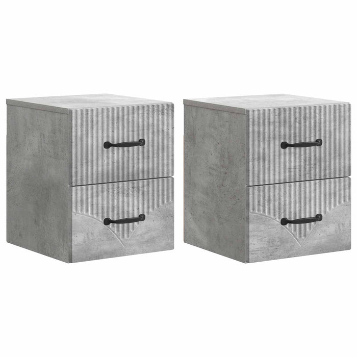 Dulap de noapte suspendat 2 pcs Gri Beton 34,5 x 33 x 40 cm - WALTI WALTI
