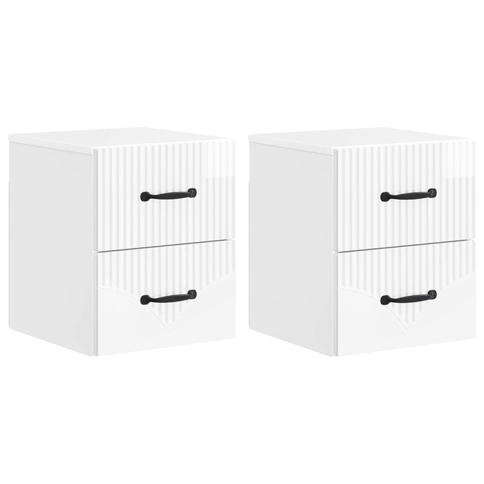 Dulap de noapte suspendat cu sertar 2 pcs Alb foarte lucios - WALTI WALTI