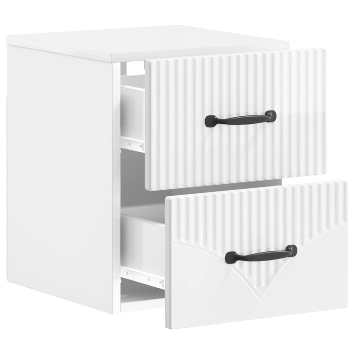 Dulap de noapte suspendat cu sertar 2 pcs Alb foarte lucios - WALTI WALTI