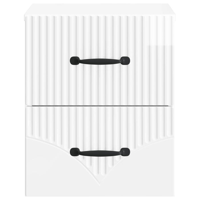Dulap de noapte suspendat cu sertar 2 pcs Alb foarte lucios - WALTI WALTI