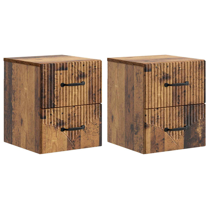 Dulap de noapte suspendat 2 pcs Lemn vechi 34,5 x 33 x 40 cm - WALTI WALTI