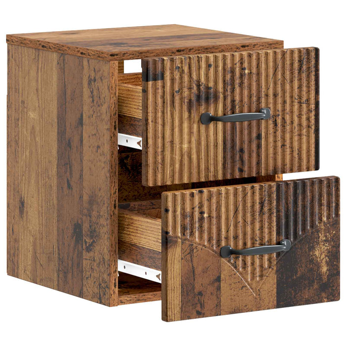 Dulap de noapte suspendat 2 pcs Lemn vechi 34,5 x 33 x 40 cm - WALTI WALTI