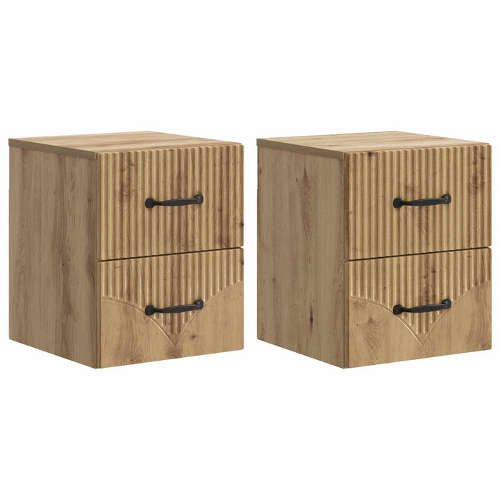 Dulap de noapte suspendat 2 pcs Stejar Artizanal Lemn prelucrat - WALTI WALTI