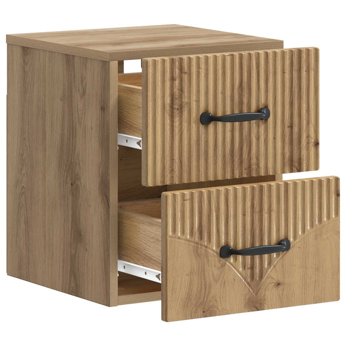 Dulap de noapte suspendat 2 pcs Stejar Artizanal Lemn prelucrat - WALTI WALTI