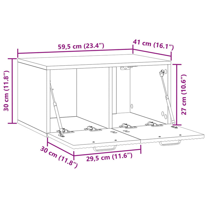 Oglindă TV montată pe perete Gri Beton 59,5 x 41 x 30 cm - WALTI WALTI