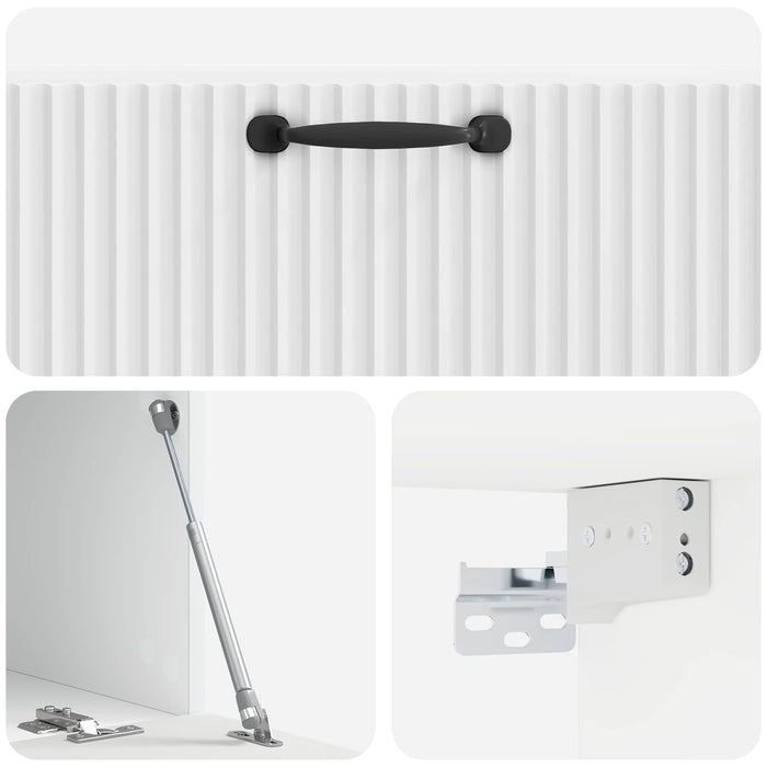 Oglindă TV montată pe perete Alb foarte lucios Lemn prelucrat - WALTI WALTI