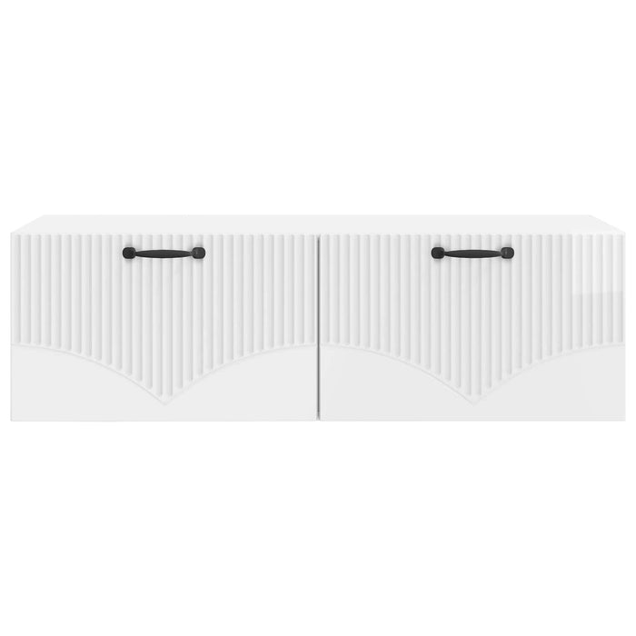 Oglindă TV montată pe perete Alb foarte lucios 98 x 41 x 30 cm - WALTI WALTI