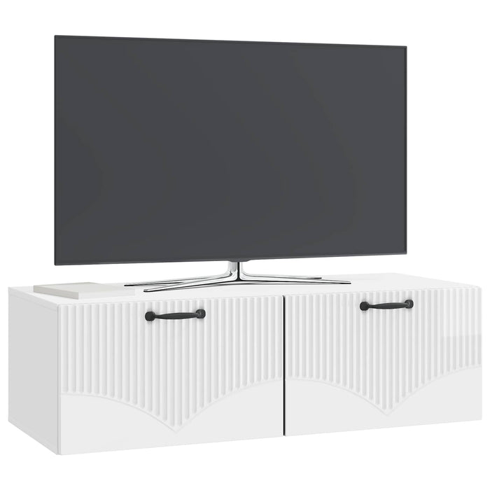 Oglindă TV montată pe perete Alb foarte lucios 98 x 41 x 30 cm - WALTI WALTI