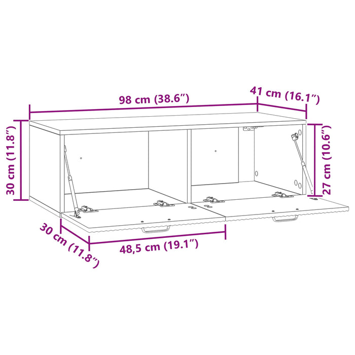 Oglindă TV montată pe perete Alb foarte lucios 98 x 41 x 30 cm - WALTI WALTI