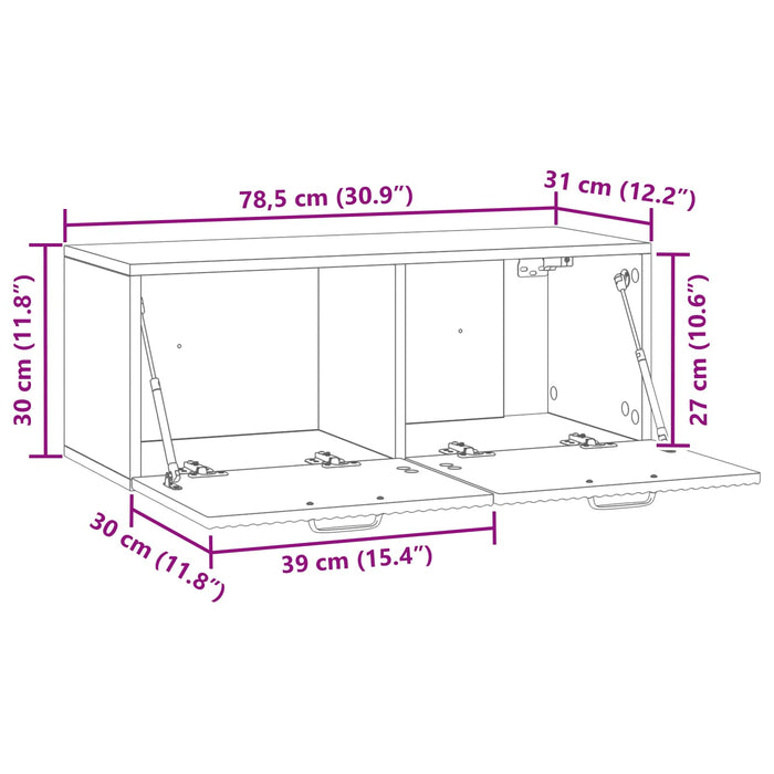 Oglindă TV montată pe perete Stejar Artizanal 78,5 x 31 x 30 cm - WALTI WALTI