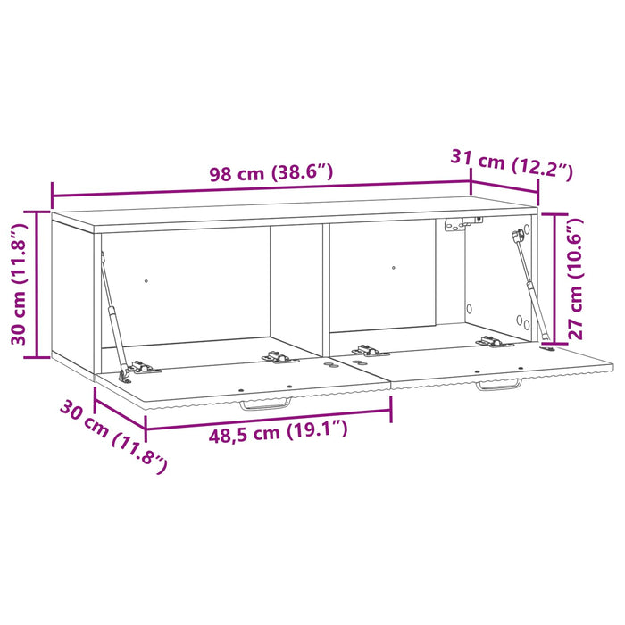 Oglindă TV montată pe perete Stejar Sonoma 98 x 31 x 30 cm - WALTI WALTI